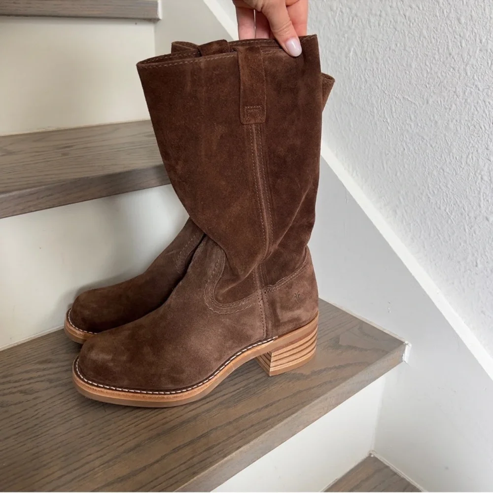 NWOB Frye Campus 12R Brown Leather Boots in Brown Brownie Suede - Picture 7 of 11